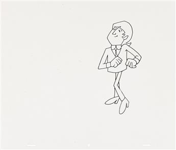 THE BEATLES / AL BRODAX (1926-2016) John Lennon animation drawing and cel.